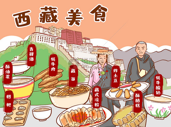 西藏美食插畫圖片下載-正版插畫401610047